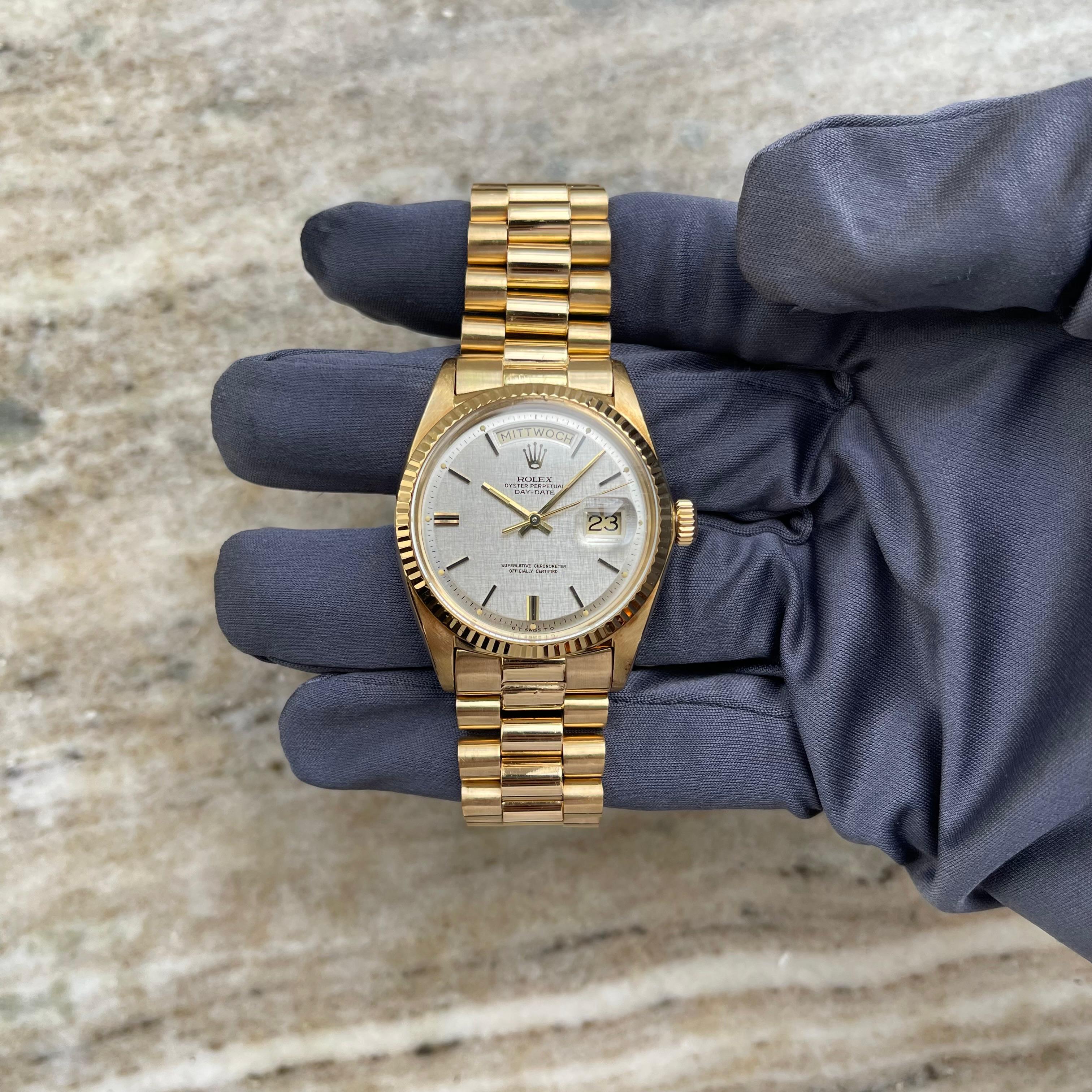 Day-Date 36 Gelbgold / Sigma Linen Dial / no strech / Service 2024 (ca. 1970)