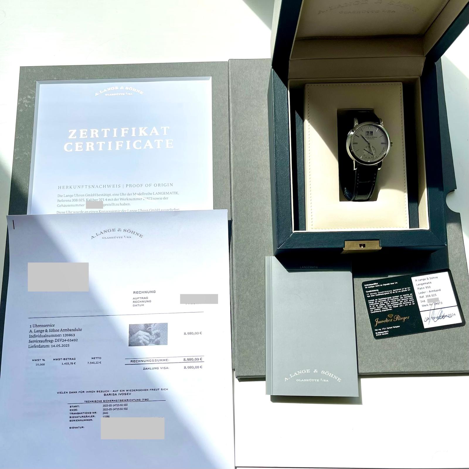 A. Lange & Söhne - Langematik Sax-O-Mat 950 Platin full set / very good condt. / Lange service '25 / 2000 - [product_sku]